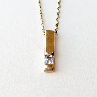 1.CZ Bar Pendant | 9ct Gold | 0.72g | 18-Inch Fine Cable Link Chain