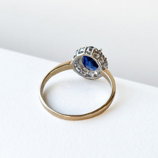 Synthetic Sapphire & CZ Solitaire Ring | 9ct Gold | Size M½ | 1.91g