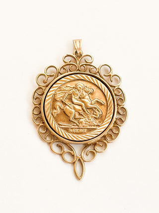 Decorative Coin Pendant | 9ct Gold | 18-Inch Fine Cable Link Chain | 2.55g