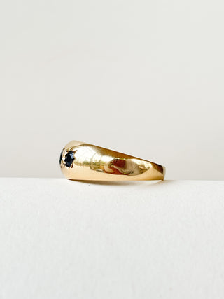 Sapphire Star Set Gypsy Ring | 9ct Gold | Size S | 4.68g