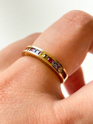 Multi-Gem Eternity Ring| 9ct Gold | Size O½ | 2.78g