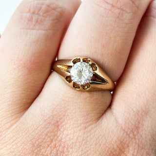 Gypsy Ring CZ | 9ct Gold | Size P½ | 3.16g