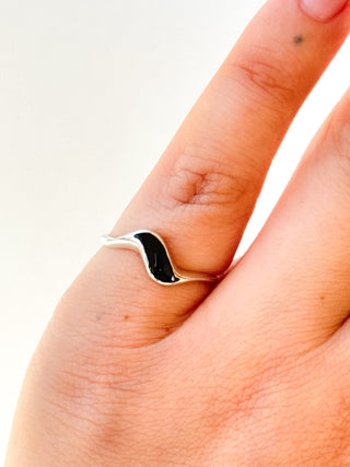 Black Resin Swirl Ring | Sterling Silver | 1.14g | Size L