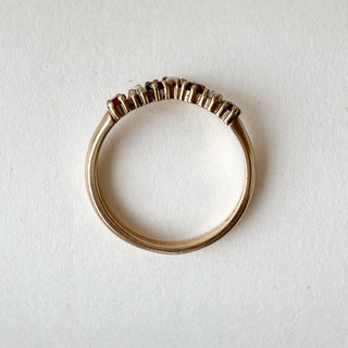 Natural Opal and Garnet Chevron | 9ct Gold | Size P | 2.38g