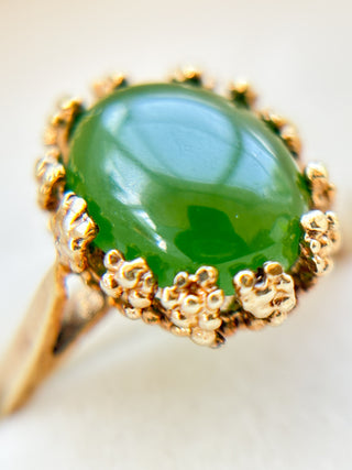 Nephrite Jade Solitaire Ring | 10ct Gold | Size M | 2.76g