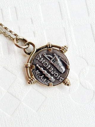 Silver & 9ct Gold Coin Pendant | 18inch Fine Cable Link Chain | 2.22g