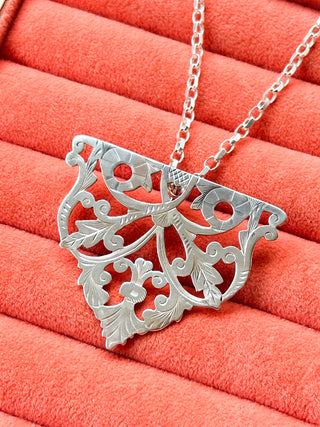 Hand-Engraved Leaf Belt Buckle Conversion Pendant | 10.19g | 48mm x 58mm