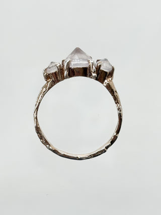Rock Crystal Quartz Trilogy Ring | 925 Silver | Size P½ | 2.93g