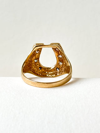 CZ Horseshoe Ring | 9ct Gold | Size S | 5.75g