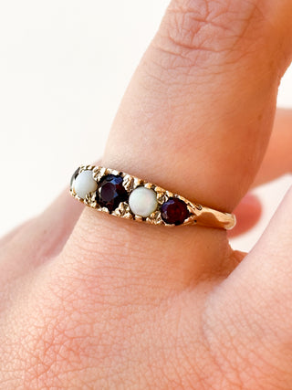 Opal & Garnet Eternity Ring | 9ct Gold | 3.01g | Size P½