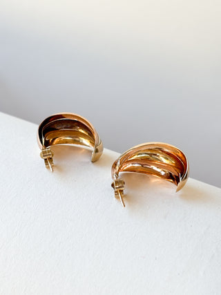 Tri-Colour Huggie Earrings | Gold | 1.91g | 14mm x 20mm