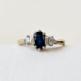Synthetic Blue Sapphire and CZ | 9ct Gold | Size O | 2.46g