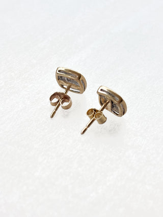 Diamond & Pink Diamond Stud Earrings | 9ct Gold | 1.34g