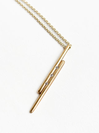 Diamond Long Pendant | 9ct Gold | 18-Inch Fine Cable Link Chain | 1.43g