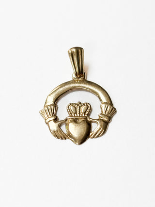 Claddagh Pendant with Heart Hallmark | 9ct Gold | 18-Inch Fine Cable Link Chain | 1.00g
