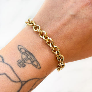 Large Cable Link Bracelet | 9ct Gold | 7½" | 25.24g | Perfect for Charms