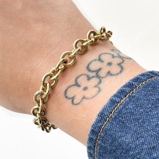 Large Cable Link Bracelet | 9ct Gold | 7½" | 25.24g | Perfect for Charms