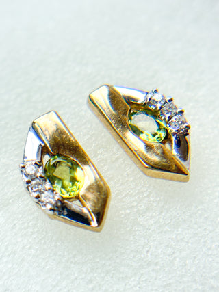 Peridot & Diamond Eye Earrings | 9ct Gold | 1.94g