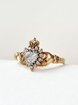 CZ Claddagh Ring | 9ct Gold | 2.65g | Size R