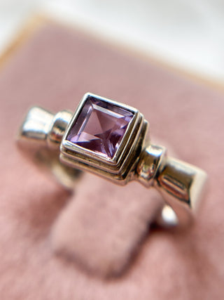 Princess Cut Amethyst Ring | 925 Silver | Size L | 4.72g