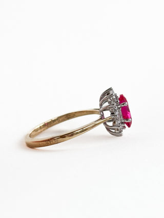 Pink Glass Solitaire Ring | 9ct Gold | Size O | 2.81g