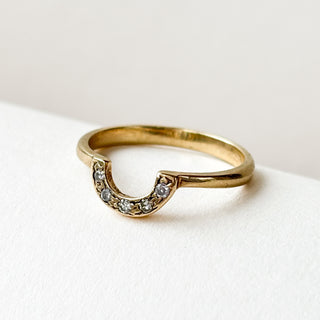 Diamond Cresent Ring | 9ct Gold | Real Diamond | Size K½
