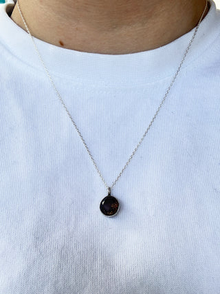 Round Brilliant-Cut Smoky Quartz Pendant | Sterling Silver | 1.17g | 12mm