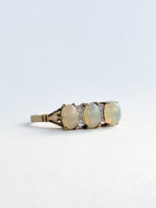 Opal Trilogy Diamond Ring | 9ct Gold | Size Q1/2| 2.08g