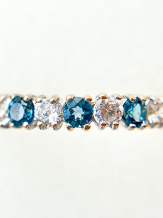 CZ & London Blue Topaz Ring | 9ct Gold | Size M | 1.28g