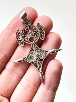 Tuareg Filigree Cross Pendant | 925 Silver | 60mm × 38mm | 5.73g