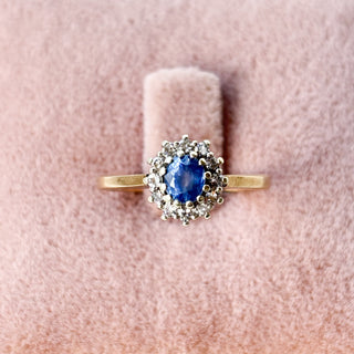 Ceylon Blue Sapphire (Natural) and Diamond | 9ct Gold | Size N | 2.34g