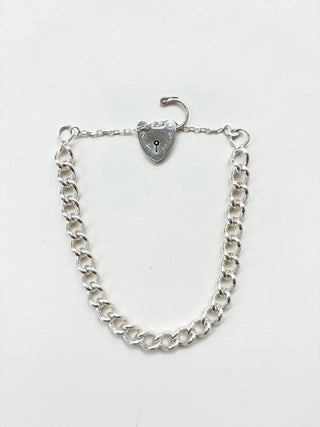Heart Padlock Bracelet | 925 Silver | 21.10g | 8inch
