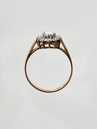 Opal & CZ Cluster Ring | 9ct Gold | size L | 1.58g