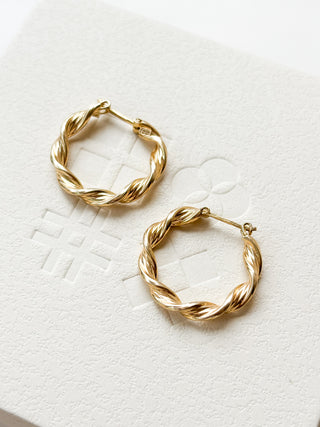 Twisted Creole Hoop Earrings | 9ct Gold | 2.5cm | 1.81g