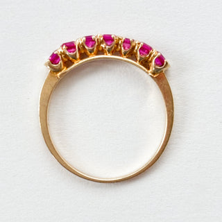 Seven Stone Band | 14ct Gold | Size M½ | 2.22g | Synthetic Pink Sapphire
