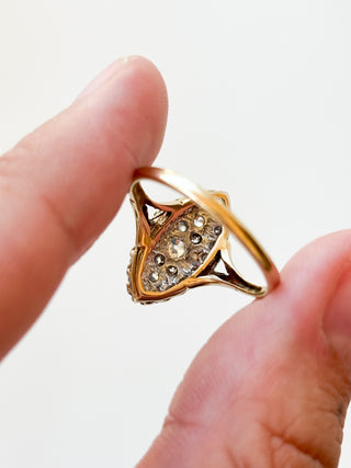 Marquise-Shaped CZ Cluster Ring | 9ct Gold | Size O | 2.70g
