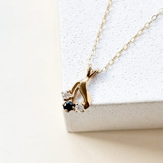 Synthetic Sapphire and Cz Pendant | 9ct Gold | 1.5cm | 0.84g with 16" chain