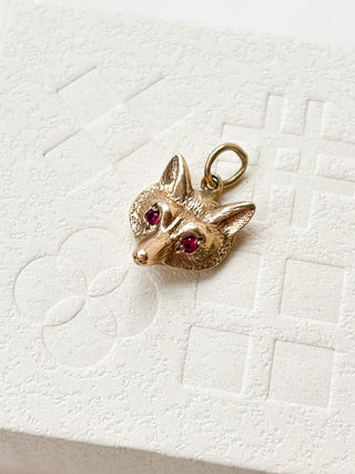 Fox with Ruby Eyes pendant | 9ct Gold & Synthetic Ruby | 2.07g