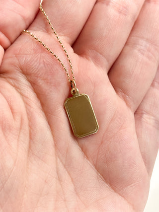Rectangle Pendant | 9ct Gold | 18-Inch Fine Cable Link Chain | 1.32g