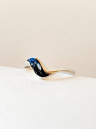 Black Resin Swirl Ring | Sterling Silver | 1.14g | Size L