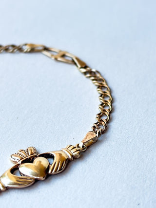 Claddagh Curb Bracelet | 9ct Gold | 4.13g | 7.87in