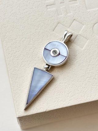 CZ & Shell Pendant | 925 Silver | 3.46g