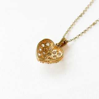 CZ Heart Charm  | 9ct Gold | 1.47g | 18" fine cable link chain