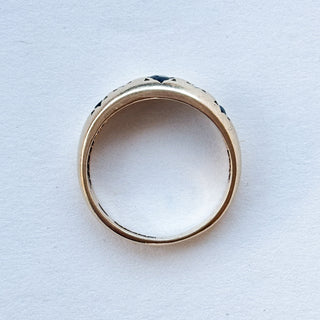 Sapphire & diamonds  Starburst Ring | 9ct Gold | Size M | 2.62g