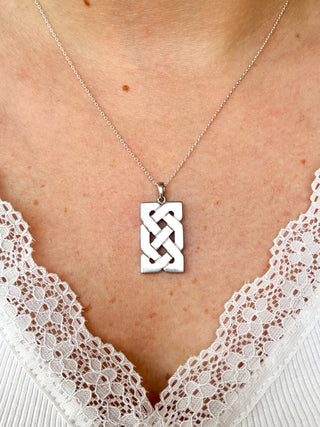 Chunky Fadó Celtic Rectangle Pendant | Sterling Silver | 5.14g | 36mm