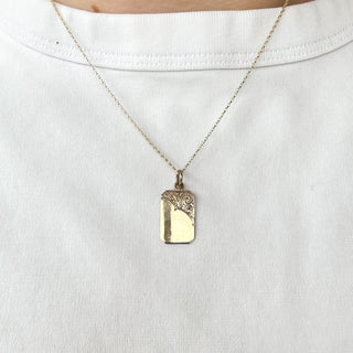 No. 10 Rectangle Engraved Pendant | 9ct | 1g | 18" Fine Cable Link Chain
