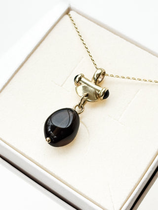 Sapphire Cabochon & Smoky Quartz Pendant | 9ct Gold | 4.50g