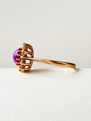 Synthetic Star Ruby & CZ Ring | 14ct Gold | Size N | 3.00g