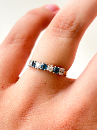 CZ & London Blue Topaz Ring | 9ct Gold | Size M | 1.28g