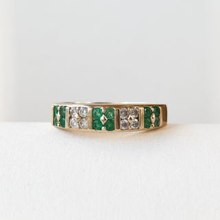 Emerald & Diamond Channel Set | 9ct Gold | Size P | 3.02g